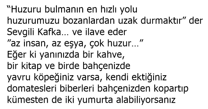 Az insan, Az eşya, Çok huzur 1 Az insan, Az eşya, Çok huzur