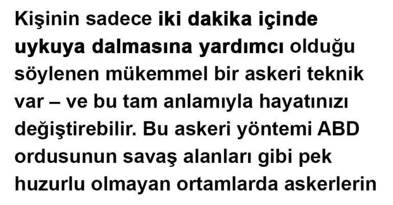 Askeri Teknikle 2 Dakikada Uyumak