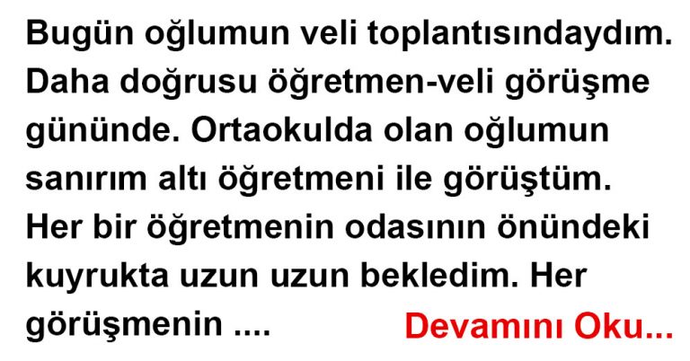 Bir öğrenci annesinin, veli toplantısı sonrası yazısı