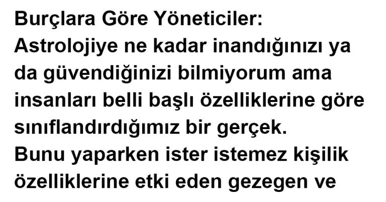 Burçlara Göre Yöneticiler