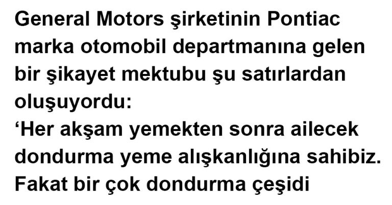 General Motors’a gelen ilginç bir müşteri şikayeti