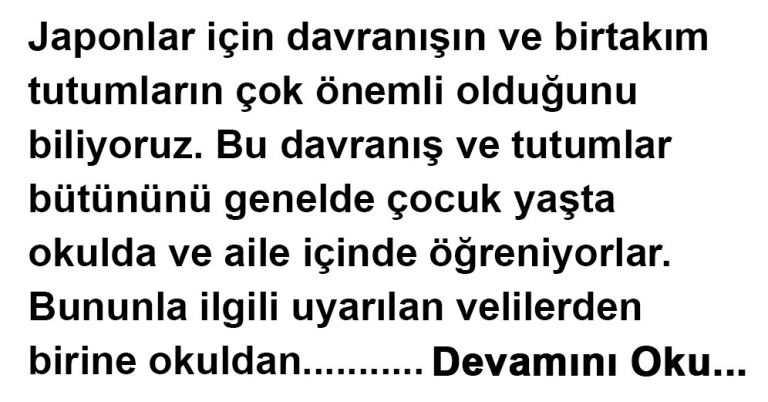 Japonya’da Velilere Gönderilen Çocuklar İçin 18 Maddelik ‘Davranış Listesi’