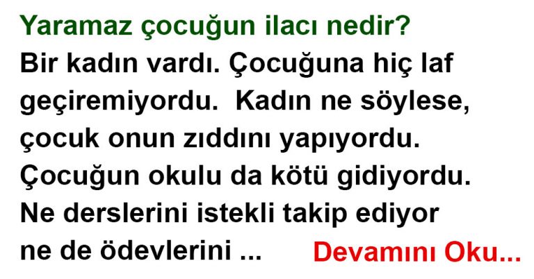 Yaramaz çocuğun ilacı nedir?